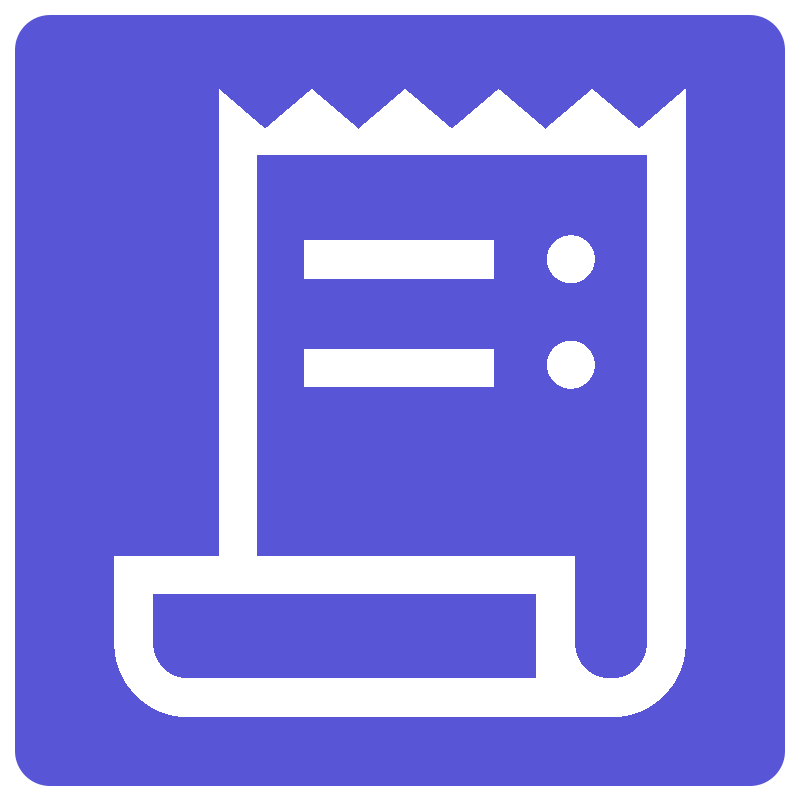 Icon of a receipt on a purple background