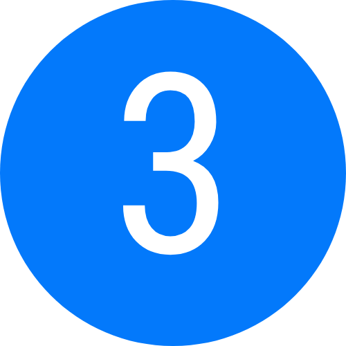 Blue circular icon with the white number 3 in the center.