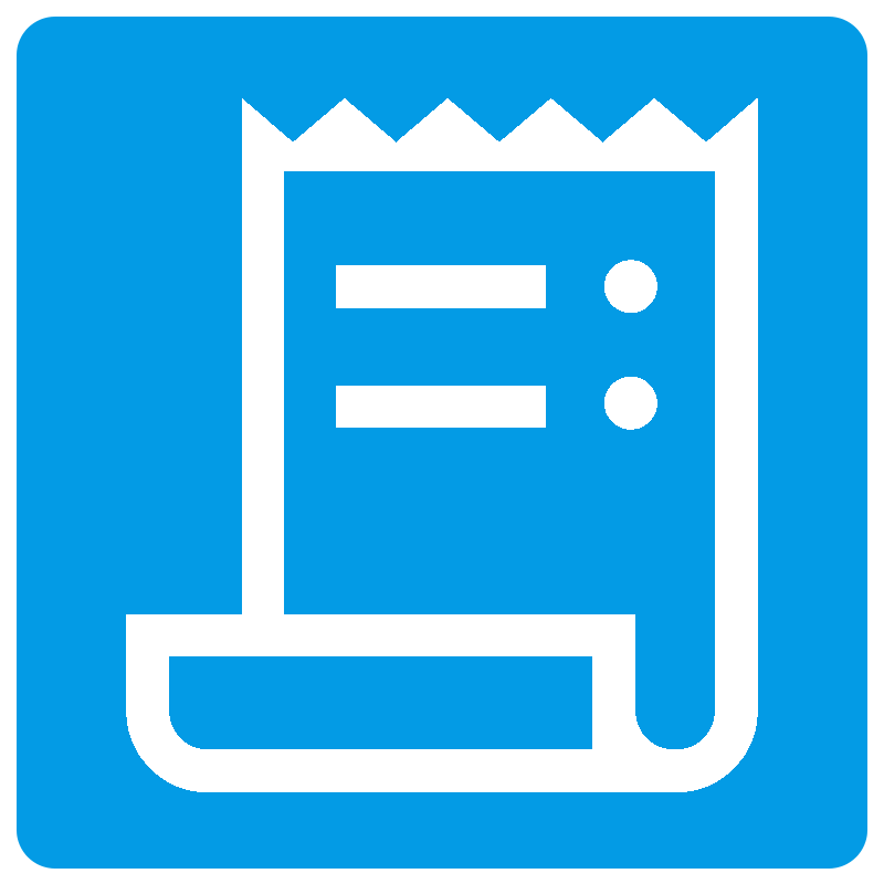 Icon of a receipt on a blue background