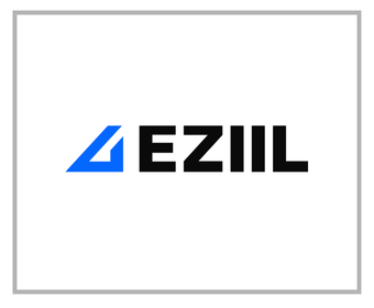 EZII logo with black and blue text on a white background.