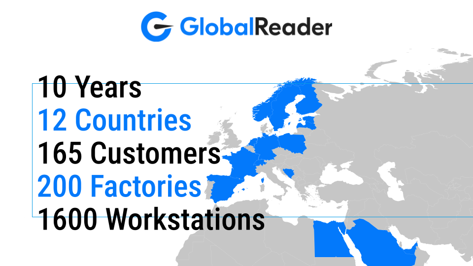 GlobalReader helps boost manufacturing efficiency for 10 years, in 12 countries, 165 customers, over 200 factories and 1600 workstations