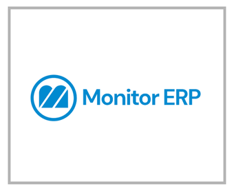 Logo of Monitor ERP with blue icon and text on a white background.