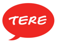 Red speech bubble with the word "TERE" written in black font.