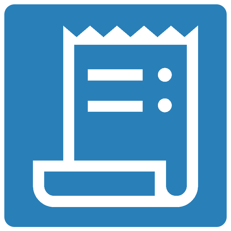 Icon of a receipt on a blue background