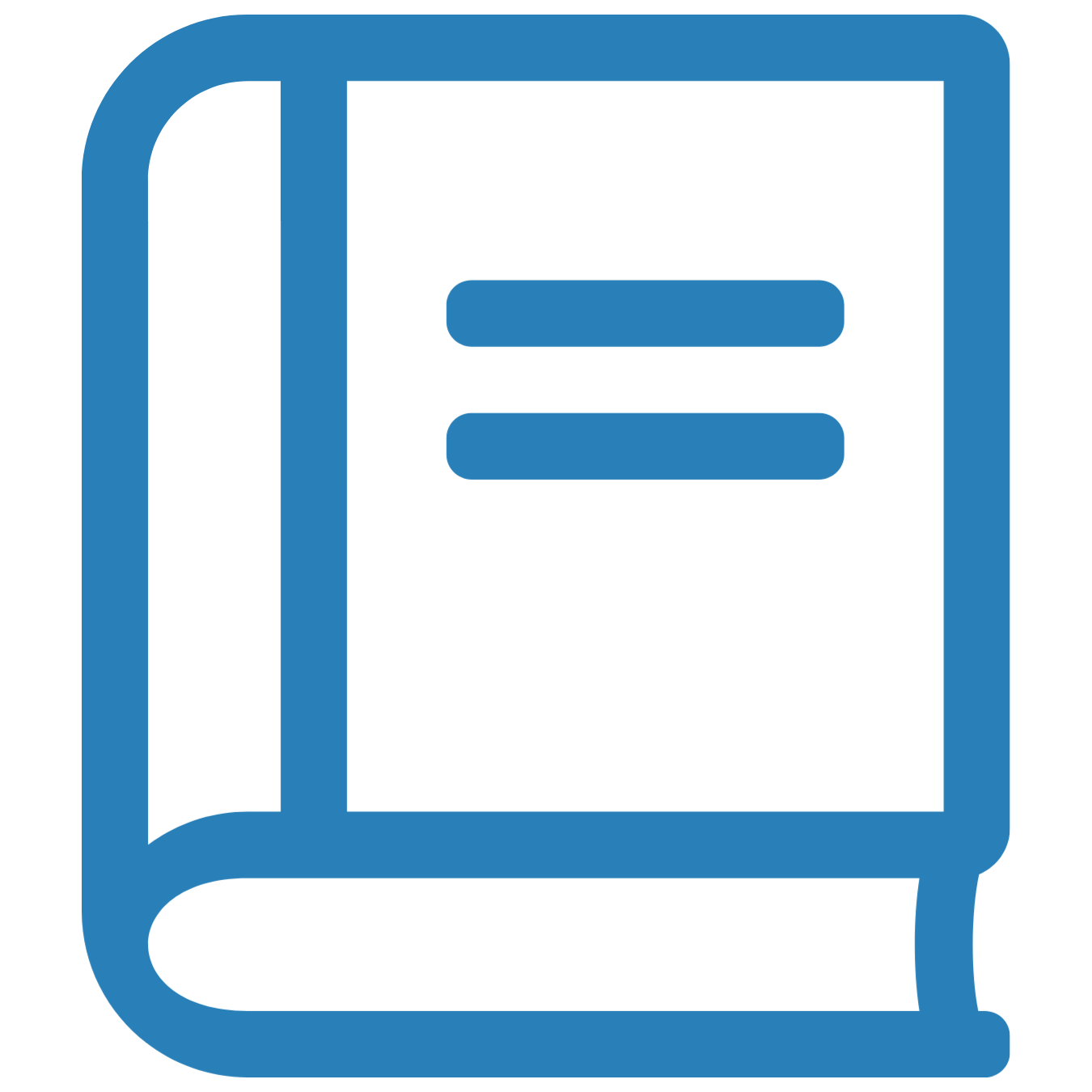 Book icon representing access to machine history, documentation, and maintenance manuals.