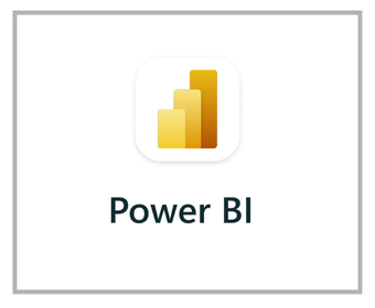 Power BI logo with three vertical gold bars and text 'Power BI' underneath.