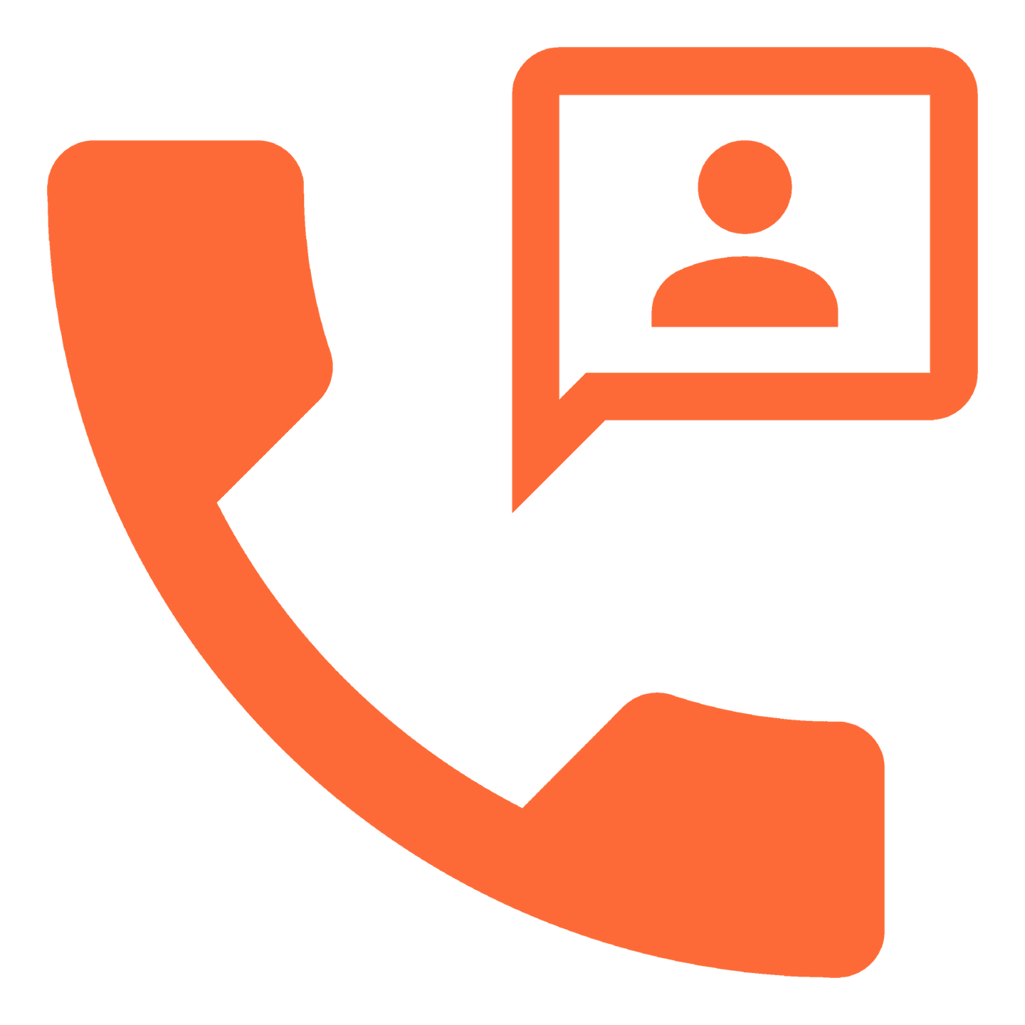 Graphic of two speech bubbles, one with a person icon and the other with a chat icon.