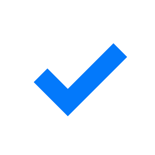 A black background with a large blue checkmark in the center.