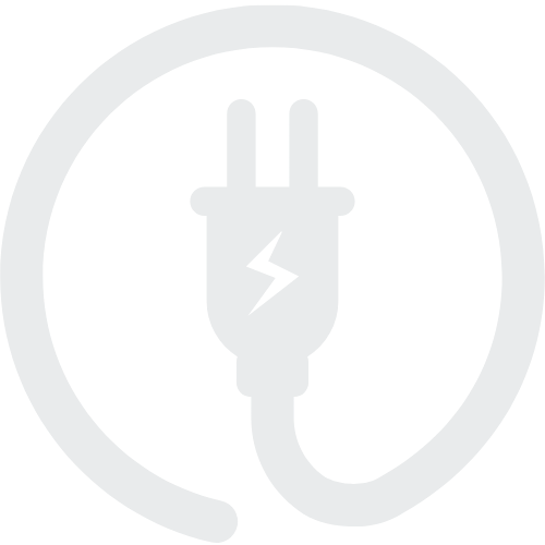Black and white icon of a wall outlet with a plug and a lightning bolt symbol in the center, indicating electricity or power.
