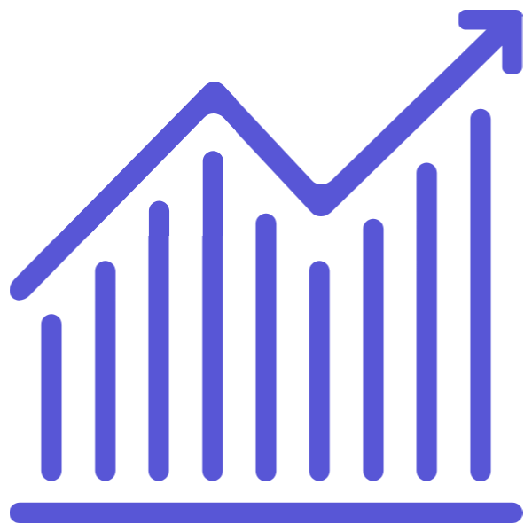 Upward trending bar chart icon representing continuous improvement and performance tracking.