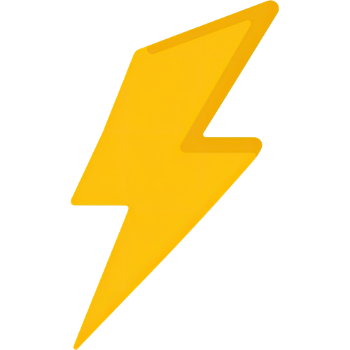 Yellow lightning bolt with shadow
