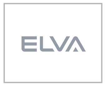 The image features the word 'ELVA' written in light gray capital letters on a white background.