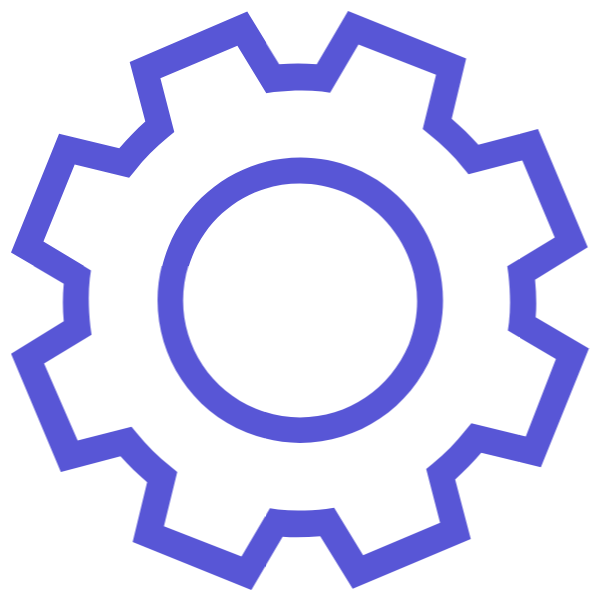 Gear symbol representing machine optimization and strategic maintenance planning.