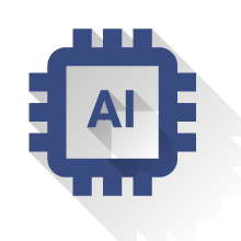 AI microchip icon in blue and gray