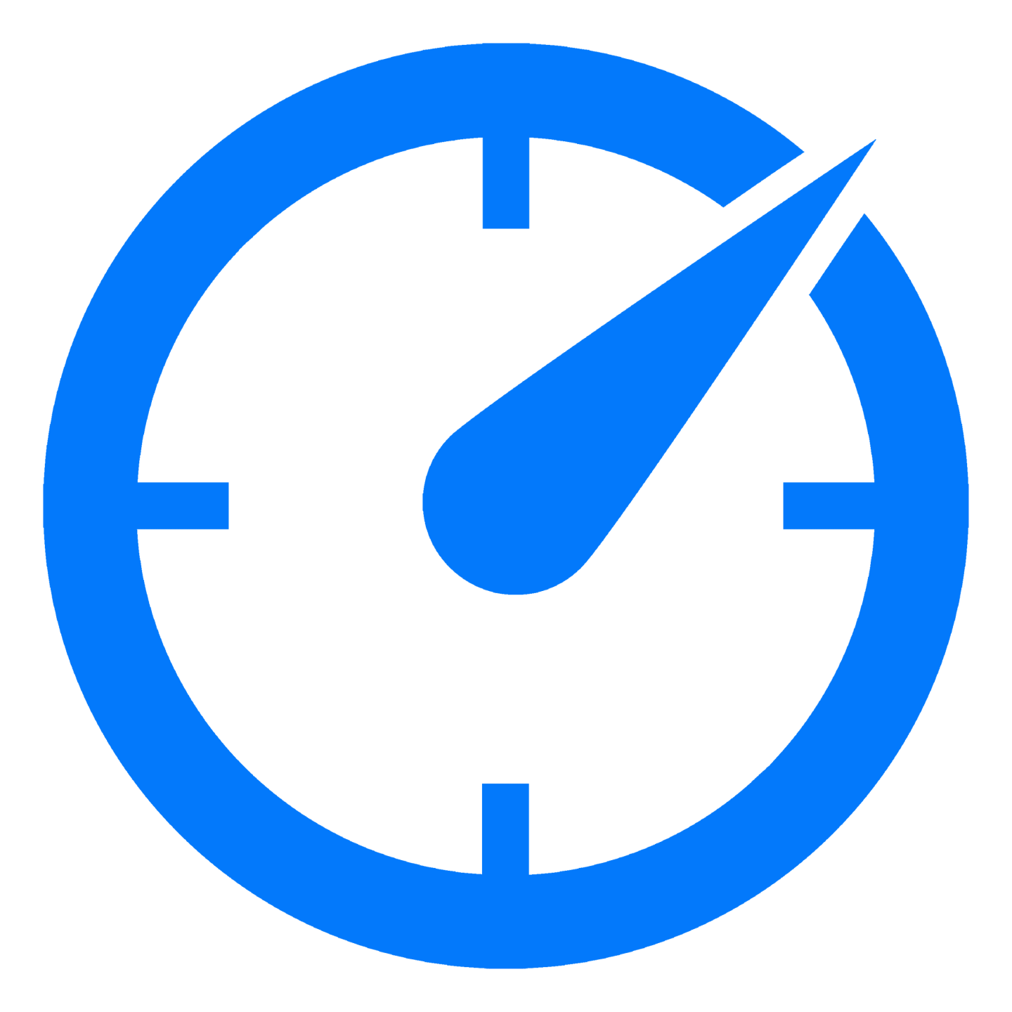 Blue circular arrow with a checkmark in the center on a black background.